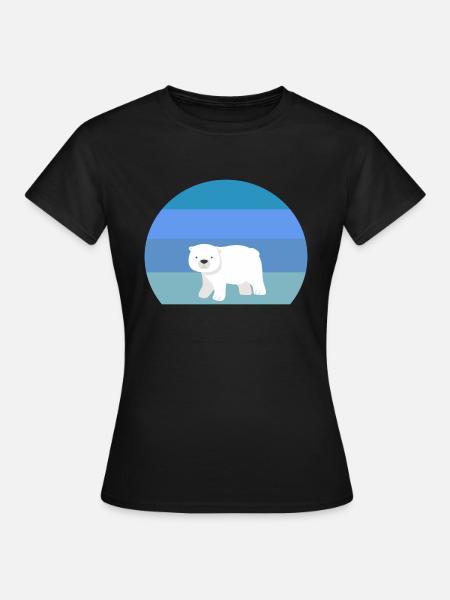 Arktis Tier Retro Eisbär - Frauen T-Shirt - Schwarz