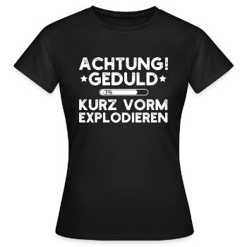 Attention : Patience 3 % sur le point d’exploser - T-shirt Femme - noir - Devant - AI Model Female 172 dark (172cm)