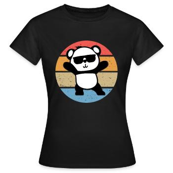 Panda Cool Sonnenbrille Retro Vintage Geschenk - Frauen T-Shirt - Schwarz - Vorne - AI Model Female 172 dark (172cm)