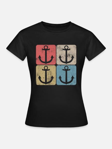 Geschenkidee Meer Kapitän Nautik Anker Vintage - Frauen T-Shirt - Schwarz
