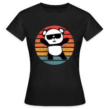 Panda Retro Cool Party Dance Retro Vintage Cadeau - T-shirt Femme - noir - Devant - AI Model Female 172 dark (172cm)