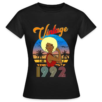 Anniversaire Femme Blonde Vintage 1992 - T-shirt Femme - noir - Devant - AI Model Female 172 dark (172cm)