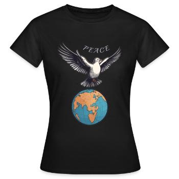 Weltfrieden auf der Erde - Frauen T-Shirt - Schwarz - Vorne - AI Model Female 172 dark (172cm)