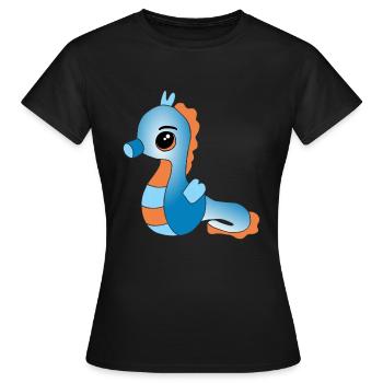 Knuffiges Seepferdchen - Frauen T-Shirt - Schwarz - Vorne - AI Model Female 172 dark (172cm)