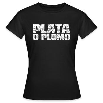 PLATA O PLOMO - Frauen T-Shirt - Schwarz - Vorne - AI Model Female 172 dark (172cm)