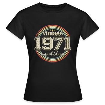 Vintage Retro Limited Edition 1971 Geburtstag - Frauen T-Shirt - Schwarz - Vorne - AI Model Female 172 dark (172cm)