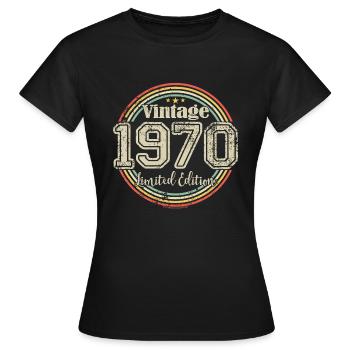 Vintage Rétro Édition Limitée Anniversaire des Années 1970 - T-shirt Femme - noir - Devant - AI Model Female 172 dark (172cm)