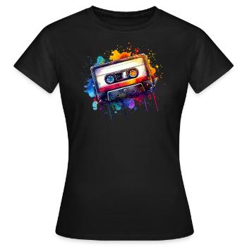 Cassette de musique rétro colorée - T-shirt Femme - noir - Devant - AI Model Female 172 dark (172cm)