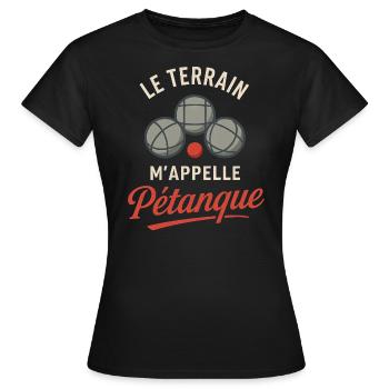 Le Terrain M’appelle Pétanque - Boule Design - Frauen T-Shirt - Schwarz - Vorne - AI Model Female 172 dark (172cm)