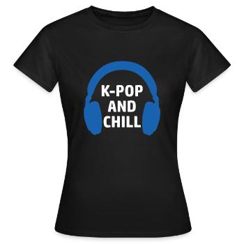 K-Pop et chill Saranghae Musique Pop Coréenne - T-shirt Femme - noir - Devant - AI Model Female 172 dark (172cm)