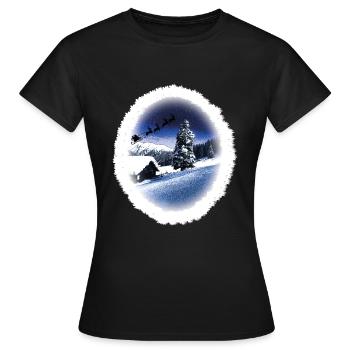 Luge de Noël - T-shirt Femme - noir - Devant - AI Model Female 172 dark (172cm)