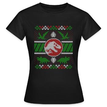Jurassic World Christmas Design With T-Rex - Women's T-Shirt - black - Front - AI Model Female 172 dark (172cm)