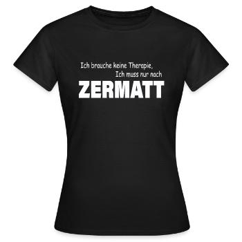 Therapie ZERMATT - Frauen T-Shirt - Schwarz - Vorne - AI Model Female 172 dark (172cm)