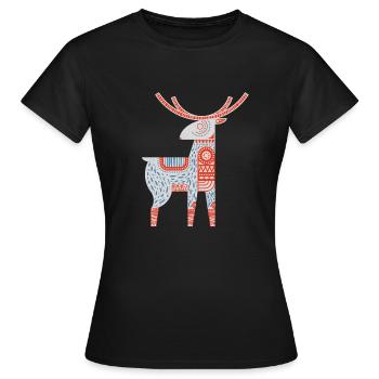 Reindeer Rentier - Frauen T-Shirt - Schwarz - Vorne - AI Model Female 172 dark (172cm)