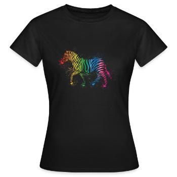 Zebrastreifen Regenbogen - Frauen T-Shirt - Schwarz - Vorne - AI Model Female 172 dark (172cm)