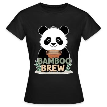 Bamboo Brew - Panda avec café - T-shirt Femme - noir - Devant - AI Model Female 172 dark (172cm)