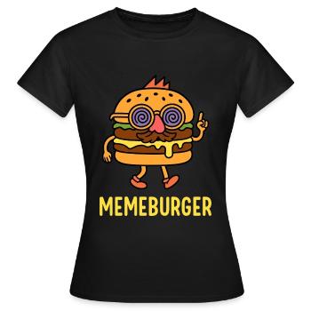 Memeburger - Crazy Burger with Glasses - Women's T-Shirt - black - Front - AI Model Female 172 dark (172cm)