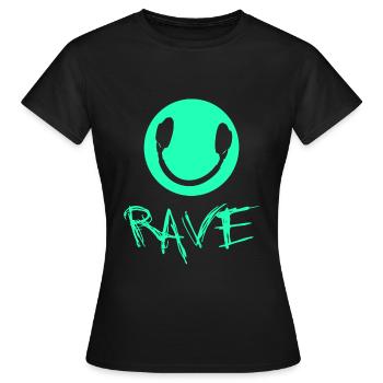 Rave Raver Techno - T-shirt Femme - noir - Devant - AI Model Female 172 dark (172cm)