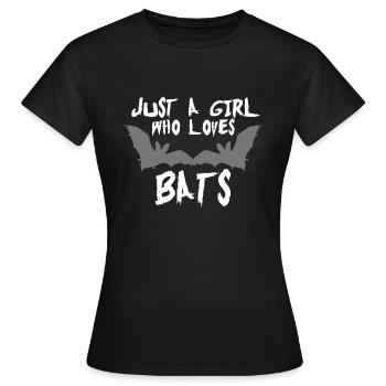 A girl who loves bats. Animals t-shirts - Women's T-Shirt - black - Front - AI Model Female 172 dark (172cm)