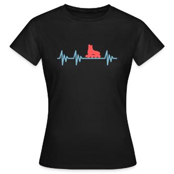 Inline-Skates Herzschlag Heartbeat Inliner - Frauen T-Shirt - Schwarz - Vorne - AI Model Female 172 dark (172cm)