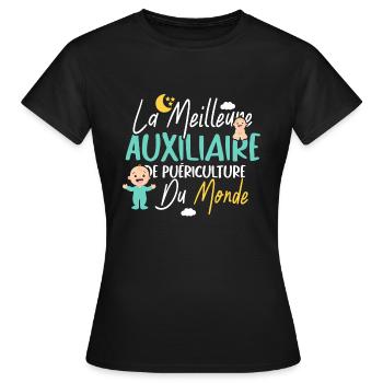 Meilleure Auxiliaire de Puériculture Cadeau Drôle - T-shirt Femme - noir - Devant - AI Model Female 172 dark (172cm)