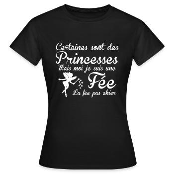 la fée pas chier - T-shirt Femme - noir - Devant - AI Model Female 172 dark (172cm)