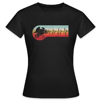 Motorrad Herzschlag Motorradfahrer Rennmaschine - Frauen T-Shirt - Schwarz - Vorne - AI Model Female 172 dark (172cm)