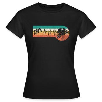 Motorrad Herzschlag Motorradfahrer Rennmaschine - Frauen T-Shirt - Schwarz - Vorne - AI Model Female 172 dark (172cm)