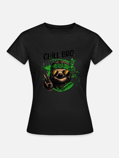 Chill Bro - Cooles Faultier | Peace - Frauen T-Shirt - Schwarz