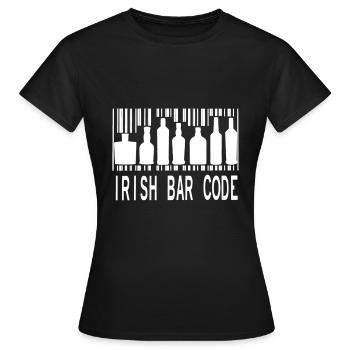Funny St. Patrick's Day Irish Beer Lovers Bar Code - Women's T-Shirt - black - Front - AI Model Female 172 dark (172cm)