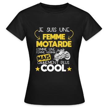 Motarde - Femme - Moto - Cool - Cadeau - Drôle - T-shirt Femme - noir - Devant - AI Model Female 172 dark (172cm)