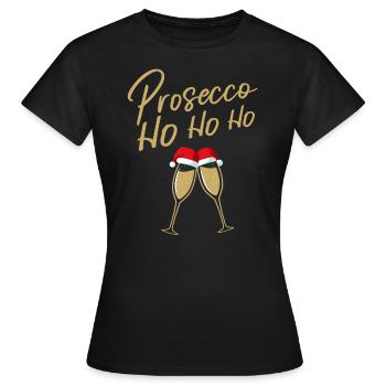 Prosecco Ho Ho Ho Verre à Cadeau - T-shirt Femme - noir - Devant - AI Model Female 172 dark (172cm)