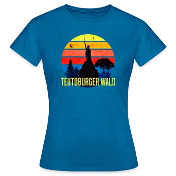 Teutoburger Wald Hermannsdenkmal - Frauen T-Shirt - Antikblaues Saphir meliert - Vorne - AI Model Female 172 dark (172cm)