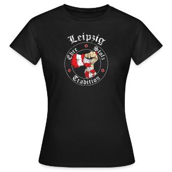 Leipzig Ehre Stolz Tradition No II - Frauen T-Shirt - Schwarz - Vorne - AI Model Female 172 dark (172cm)