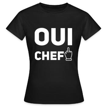 Oui chef ! humour drôle militaire et cuisinier - T-shirt Femme - noir - Devant - AI Model Female 172 dark (172cm)