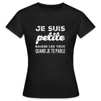 Je suis petite taille humour - T-shirt Femme - noir - Devant - AI Model Female 172 dark (172cm)