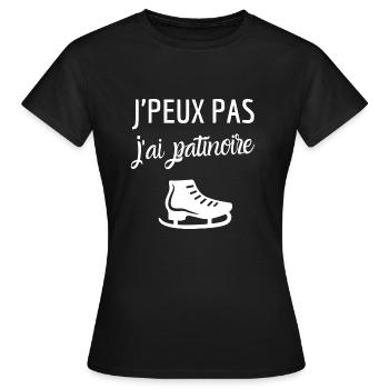 Je peux pas j'ai patinoire humour patin sport - T-shirt Femme - noir - Devant - AI Model Female 172 dark (172cm)
