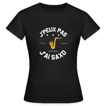 Je peux pas j'ai saxo humour musique jazz drôles - T-shirt Femme - noir - Devant - AI Model Female 172 dark (172cm)