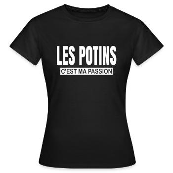 Les potins c'est ma passion humour magazine people - T-shirt Femme - noir - Devant - AI Model Female 172 dark (172cm)