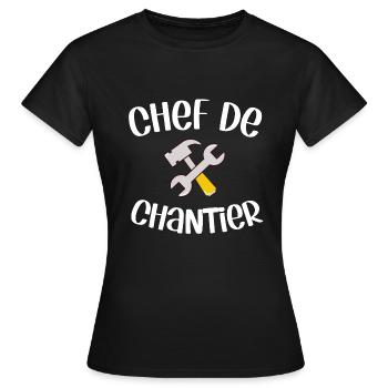 Chef de chantier humour drôles bricoler - T-shirt Femme - noir - Devant - AI Model Female 172 dark (172cm)