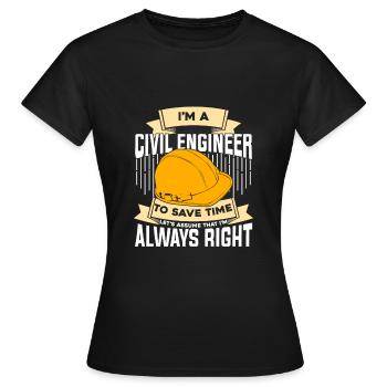 Génie civil Profession Ingénieur civil Cadeau - T-shirt Femme - noir - Devant - AI Model Female 172 dark (172cm)