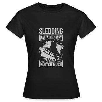 Luge Cadeau de luge d’hiver - T-shirt Femme - noir - Devant - AI Model Female 172 dark (172cm)