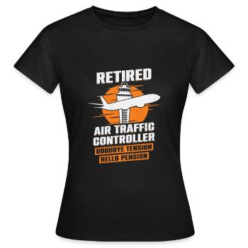 Fluglotse Rente Flugverkehrsleiter Geschenk - Frauen T-Shirt - Schwarz - Vorne - AI Model Female 172 dark (172cm)