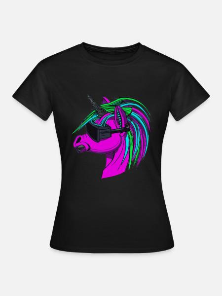 Punk Rock Einhorn - Frauen T-Shirt - Schwarz