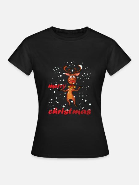 Rentier Rudolf rote Nase Weihnachten merry xmas - Frauen T-Shirt - Schwarz