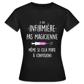 Humour Infirmière - T-shirt Femme - noir - Devant - AI Model Female 172 dark (172cm)