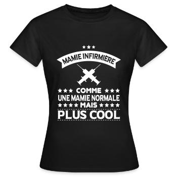 Mamie infirmière comme une mamie normale plus cool - T-shirt Femme - noir - Devant - AI Model Female 172 dark (172cm)