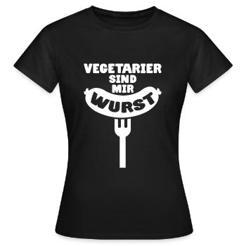 Vegetarier sind mir Wurst Fleischesser Geschenk - Frauen T-Shirt - Schwarz - Vorne - AI Model Female 172 dark (172cm)