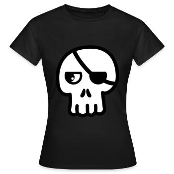 Tête de mort Cache-œil Kawaii - T-shirt Femme - noir - Devant - AI Model Female 172 dark (172cm)