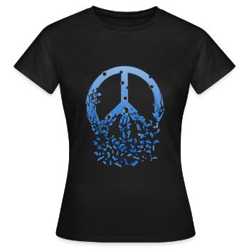 Blue Peace Sign Bullet Holes Disintegrates - Women's T-Shirt - black - Front - AI Model Female 172 dark (172cm)